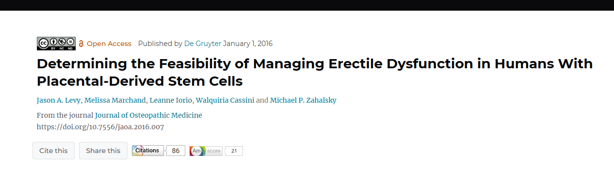 確定利用胎盤(pán)干細(xì)胞治療人類(lèi)勃起功能障礙的可行性