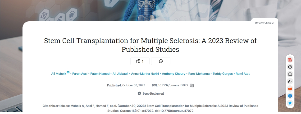 2023年干細(xì)胞移植治療多發(fā)性硬化癥已發(fā)表的研究綜述 2023年干細(xì)胞移植治療多發(fā)性硬化癥已發(fā)表的研究綜述