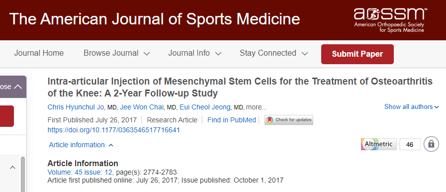 關節(jié)內(nèi)注射間充質干細胞治療骨關節(jié)炎 關節(jié)內(nèi)注射間充質干細胞治療骨關節(jié)炎