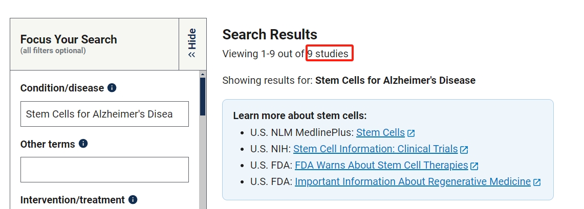 關干細胞治療老年癡呆的臨床研究項目有9項。其中已完成的有0項。