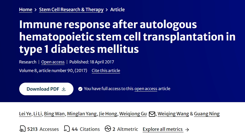 1型糖尿病患者自體造血干細(xì)胞移植后的免疫反應(yīng) 1型糖尿病患者自體造血干細(xì)胞移植后的免疫反應(yīng)