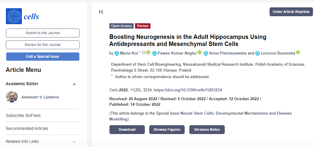 利用抗抑郁藥和間充質干細胞促進成年海馬的神經發生
