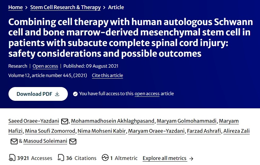 亞急性完全性脊髓損傷患者聯合使用人自體雪旺細胞和骨髓間充質干細胞進行細胞治療