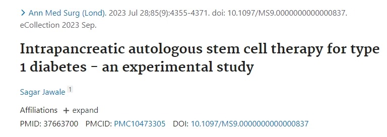 胰腺內(nèi)自體干細胞治療1型糖尿病——一項實驗研究 胰腺內(nèi)自體干細胞治療1型糖尿病——一項實驗研究