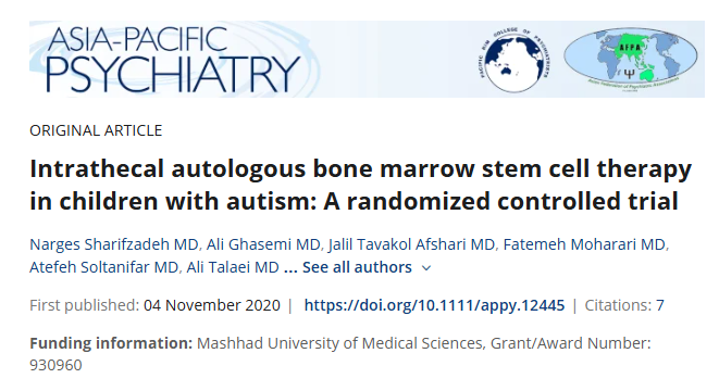 鞘內(nèi)自體骨髓干細(xì)胞治療自閉癥兒童:一項隨機對照試驗 鞘內(nèi)自體骨髓干細(xì)胞治療自閉癥兒童:一項隨機對照試驗
