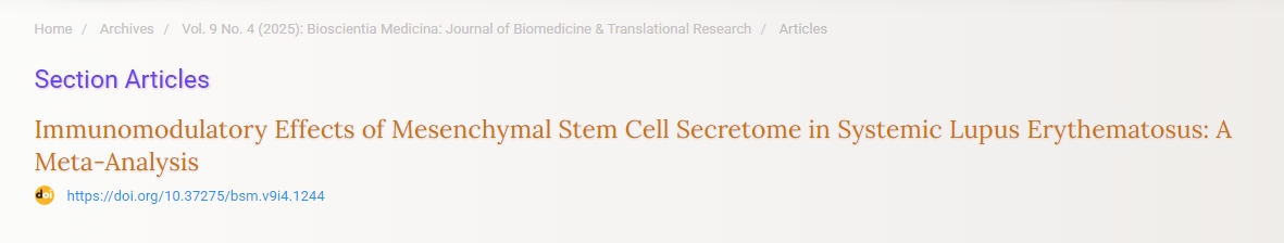 間充質干細胞分泌組在系統性紅斑狼瘡中的免疫調節作用:一項薈萃分析 間充質干細胞分泌組在系統性紅斑狼瘡中的免疫調節作用:一項薈萃分析